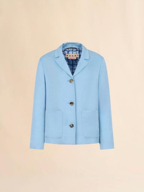 Marni LIGHT BLUE SATIN SINGLE-BREASTED JACKET