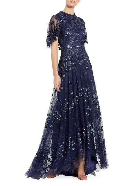 MAC DUGGAL Women's Sequin-Embellished A-Line Tulle Gown - Midnight