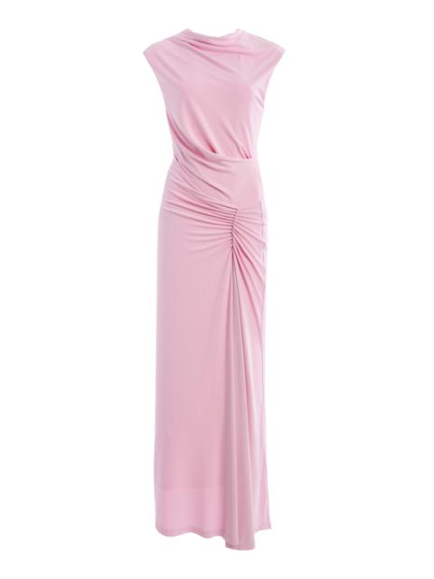 SIMKHAI Acacia Draped Jersey Midi Dress pink