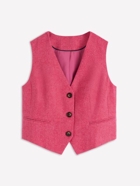 BODEN Pink Wool Waistcoat-Red and Pink Wide Herringbone