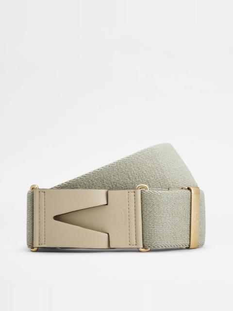Tod's BELT IN CANVAS AND LEATHER - BEIGE