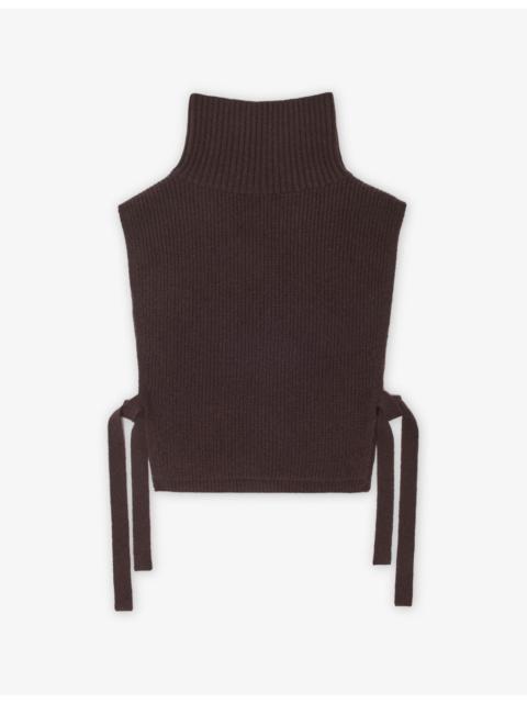 maje High-Neck Side-Tie Wool and Cashmere Collar