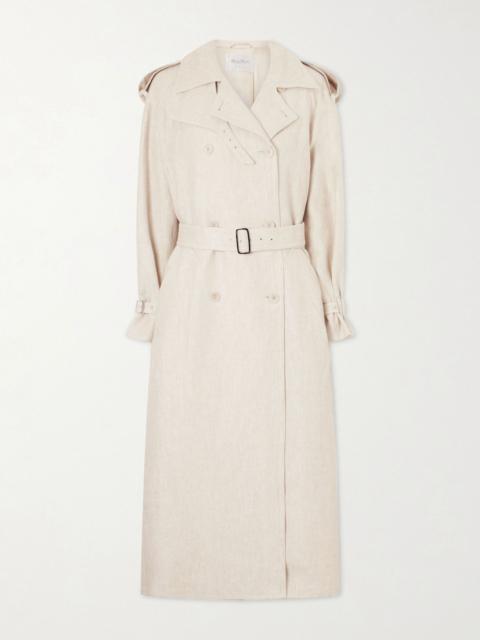 Max Mara Belted linen-drill trench coat Cream