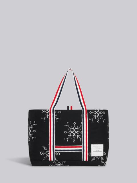 Thom Browne Black Canvas 3d Printed Snowflake Small Tool Tote