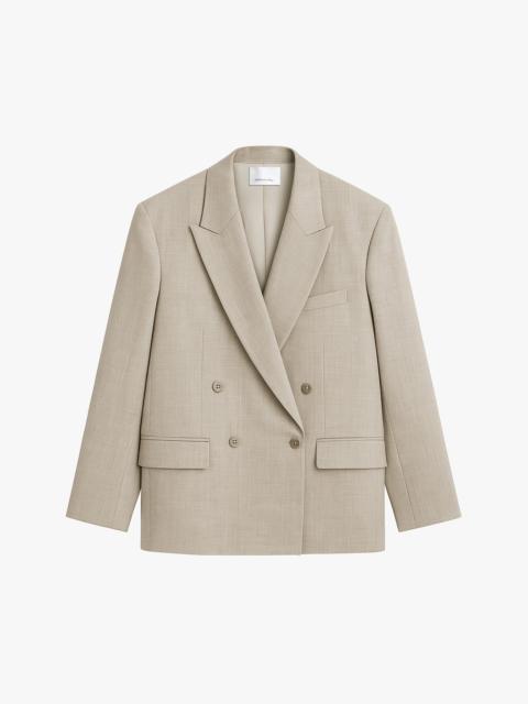 The Frankie Shop Newark Double Breasted Blazer - Beige Melange