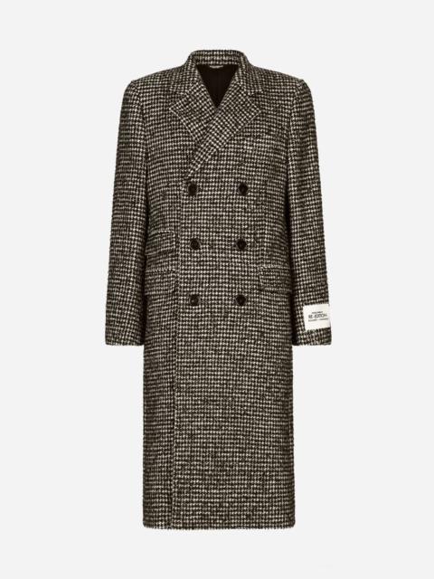 Double-breasted wool houndstooth coat