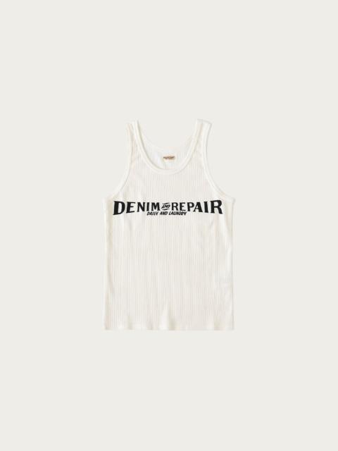 Kapital 60/2 Stretch Jersey Tank Top (DENIM REPAIR) - White