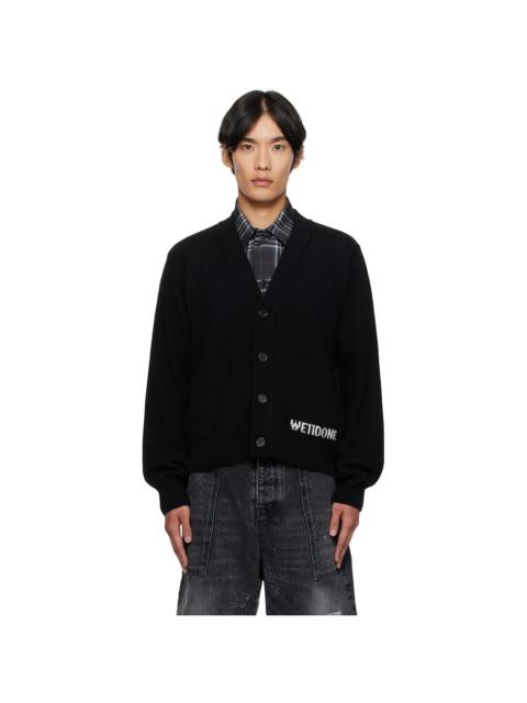 We11done Black Pocket Logo Knit Cardigan