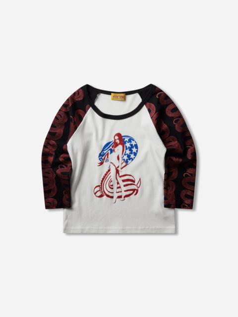 Hysteric Glamour Women's Cobra 3/4 Sleeve Baby T-Shirt White