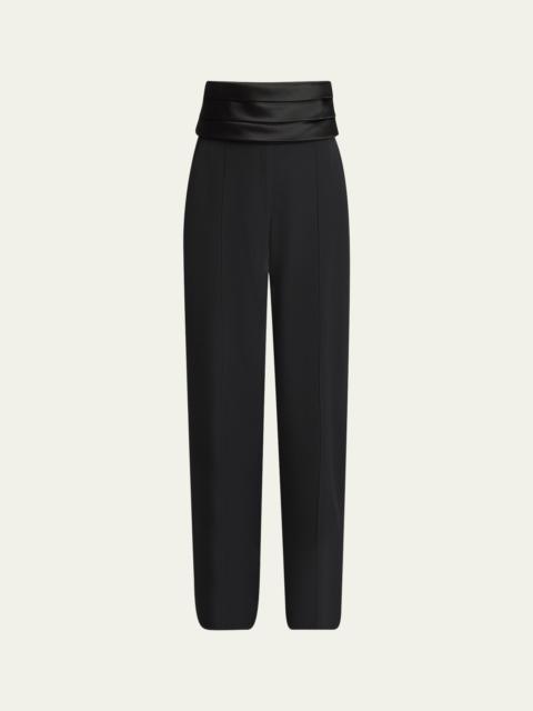Balmain Cummerbund Straight Leg Wool Classic Trousers