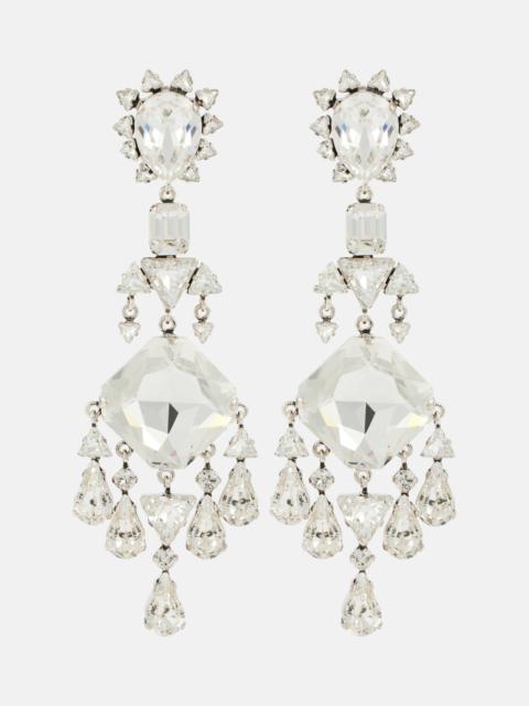 SAINT LAURENT CRYSTAL DROP EARRINGS IN METAL