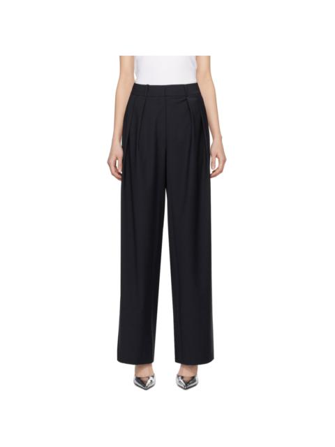 The Frankie Shop Navy Ripley Pleated Trousers