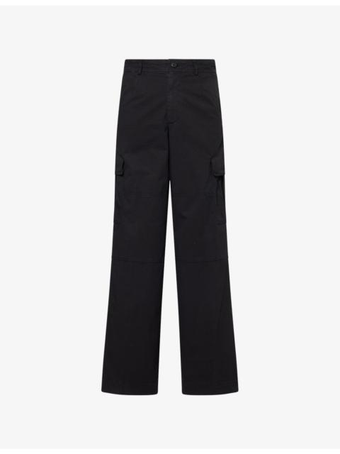Dries Van Noten Patch-Pocket Wide-Leg Cotton Cargo Trousers