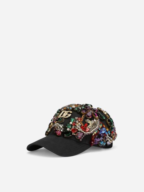 Dolce & Gabbana Baseball cap with colorful rhinestones and DG logo
