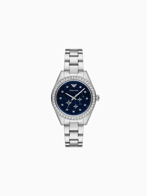 EMPORIO ARMANI THREE-HAND STAINLESS STEEL WATCH