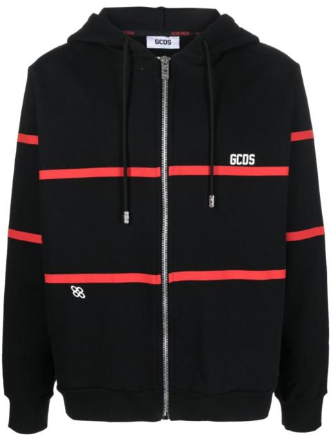 GCDS stripe-print zip-up hoodie