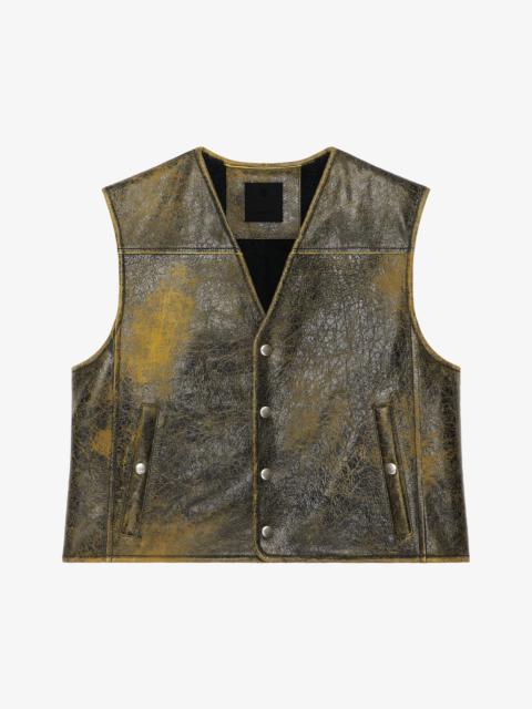 WAISTCOAT IN CRACKLED LEATHER