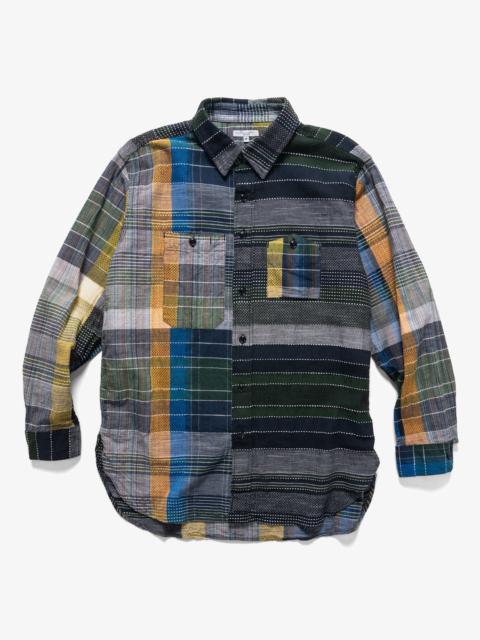 Engineered Garments Work Shirt Navy/Yellow/Green