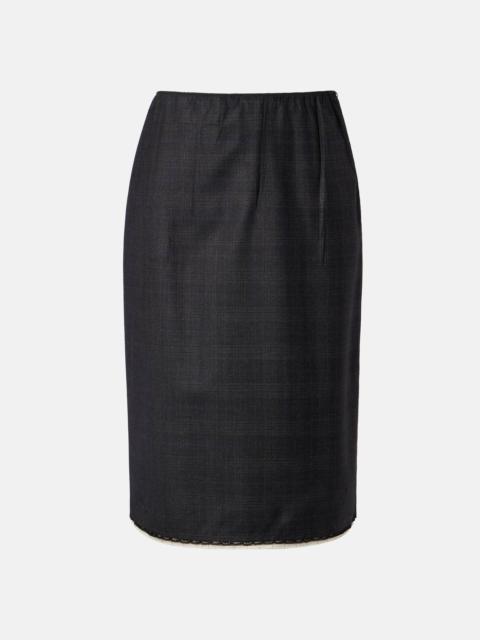 Prada Checked wool pencil skirt