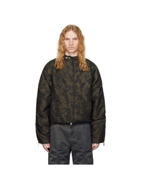 Andersson Bell Green Camouflage Lace-Up Padded Jacket