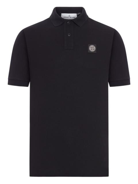 Stone Island compass logo patch polo shirt