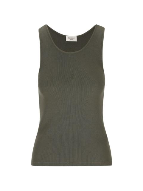 SAINT LAURENT Cassandre tank top in ribbed cotton jersey