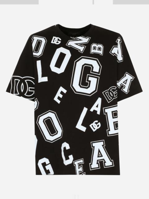 Cotton T-shirt with all-over DG logo print