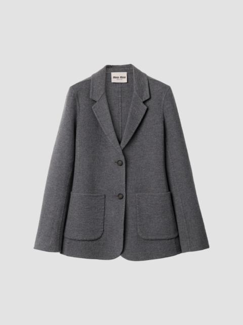 Miu Miu Women's Single-Breasted Double Wool Jacket - Grey