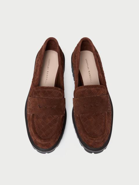 LOEFFLER RANDALL Rina Espresso Woven Suede Loafer