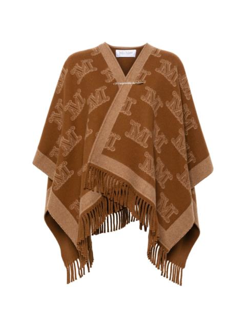 Max Mara monogram-pattern wool poncho