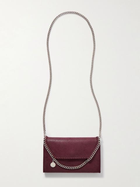 Stella McCartney Falabella mini chain-embellished brushed shoulder bag Burgundy