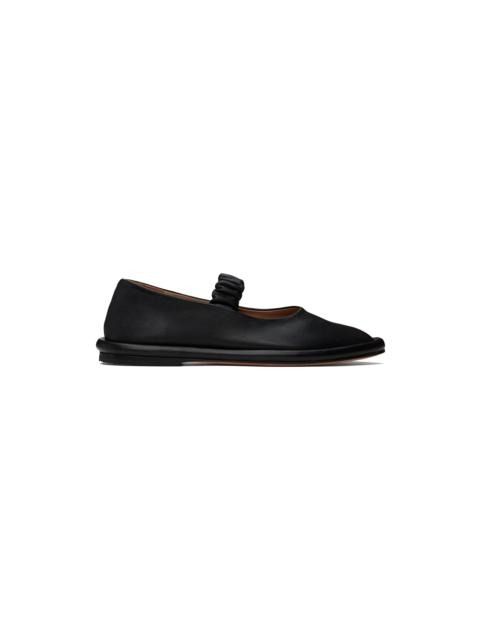 LAUREN MANOOGIAN Black Ruche Ballerina Flats