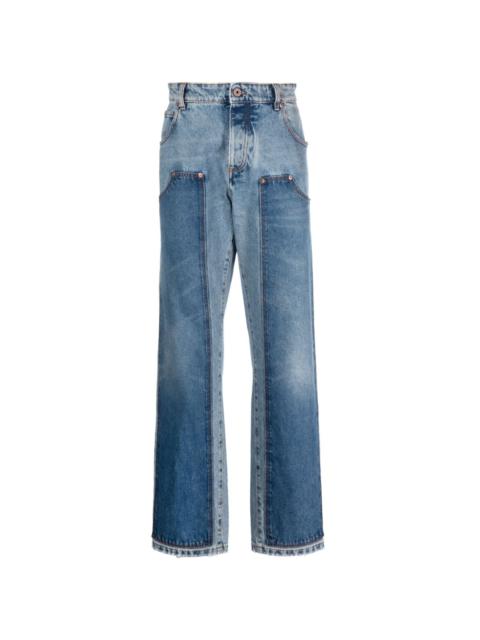 Balmain hybrid panelled straight-leg jeans