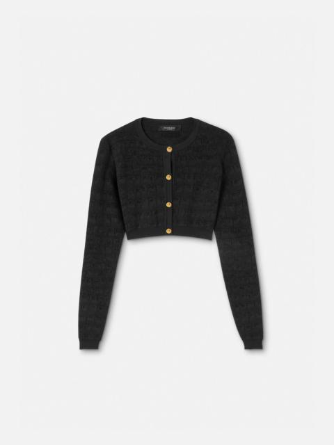 Croc-Jacquard Knit Crop Cardigan