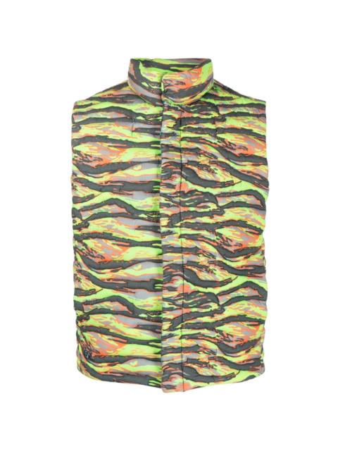 ERL camouflage-print quilted puffer gilet