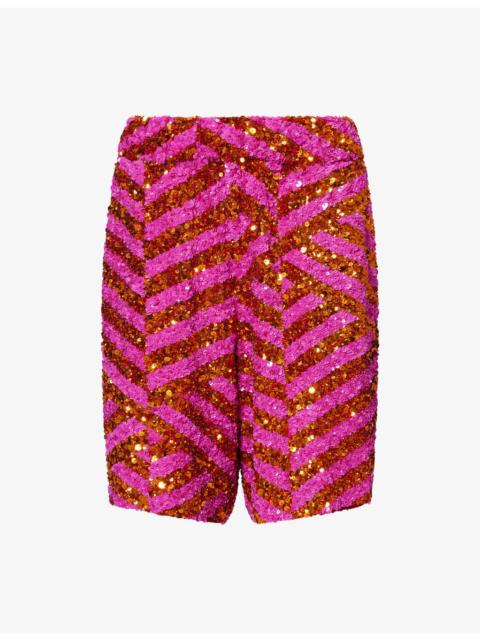 Dries Van Noten Pomy Sequin-Embellished Shorts