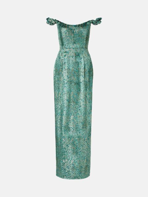markarian Yolanda off-shoulder brocade gown