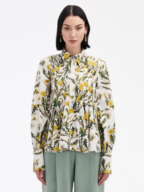 Oscar de la Renta DANDELION COTTON POPLIN BLOUSE