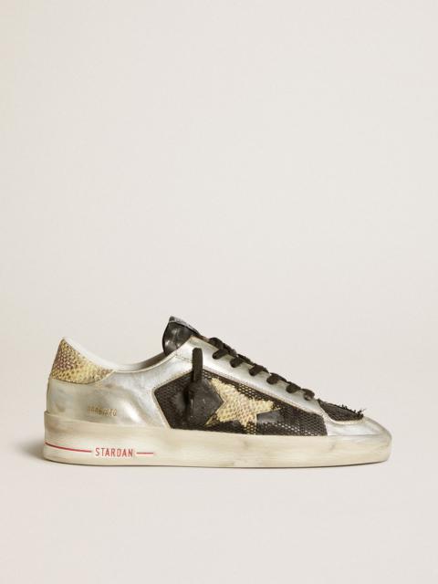 Stardan LAB in silver leather and mesh with golden star and heel tab