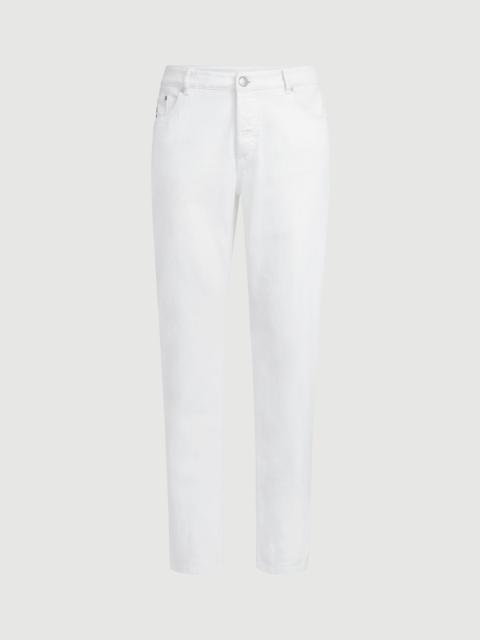 Brunello Cucinelli Garment-dyed comfort lightweight denim traditional fit five-pocket trousers