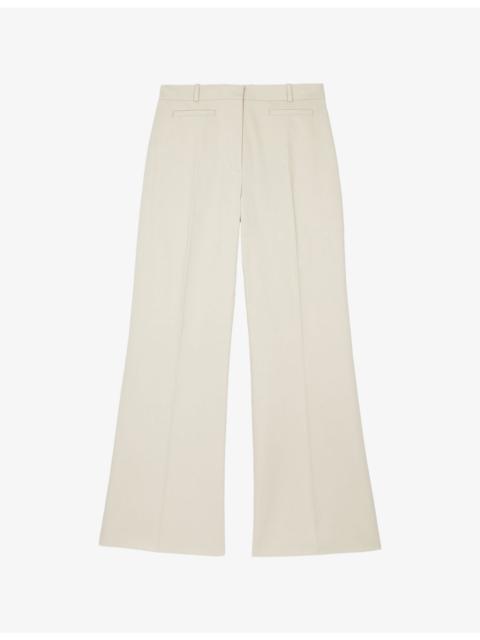 The Kooples Mid-Rise Wide-Leg Cotton Trousers