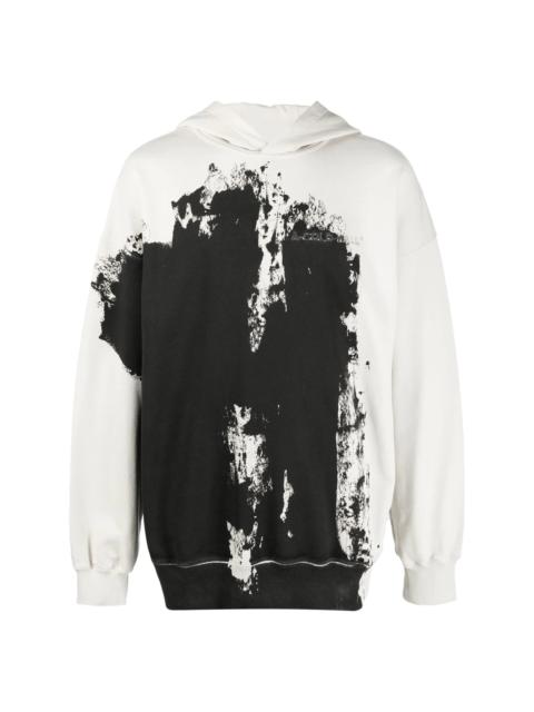 paint-effect cotton hoodie