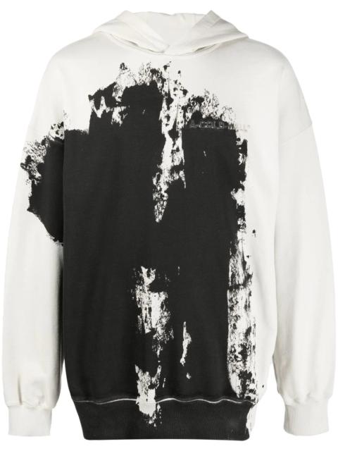 paint-effect cotton hoodie