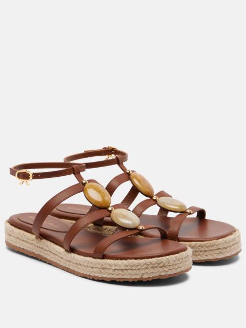 Gianvito Rossi Embellished leather espadrille sandals