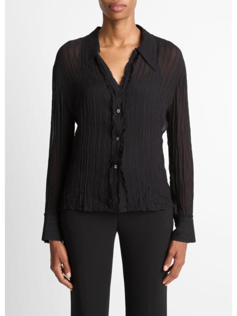 Vince Crushed Stripe Button-Front Shirt