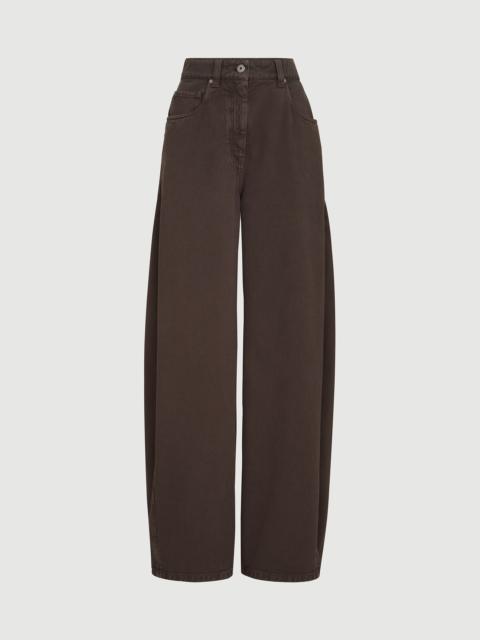 Brunello Cucinelli Dyed denim wide trousers with monili