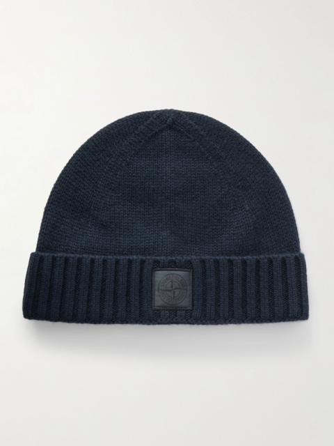 Stone Island STONE ISLAND GHOST Logo-Appliquéd Cashmere Beanie Navy