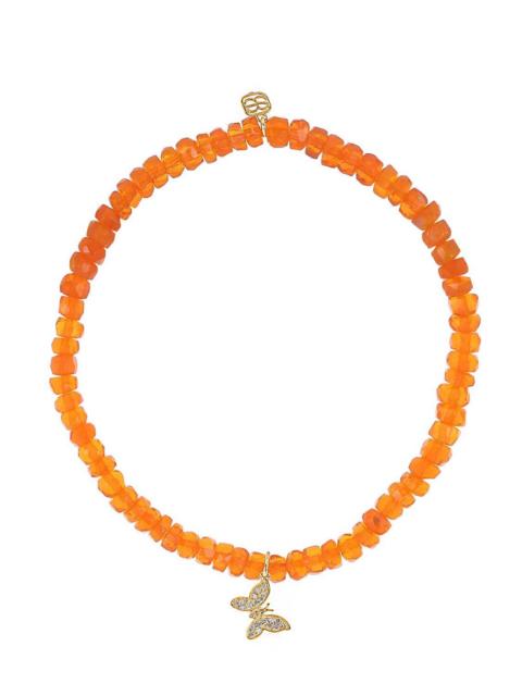 SYDNEY EVAN Orange Opal Tiny Butterfly Charm Bracelet