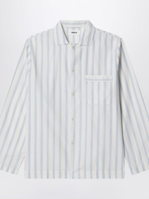 TEKLA White pajama shirt with light blue stripes