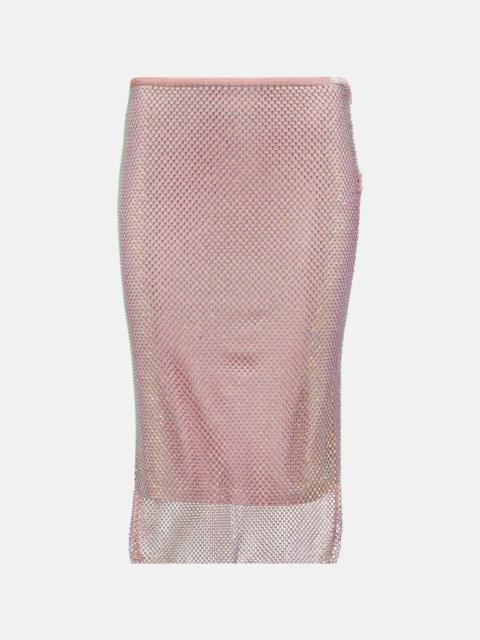 Fishnet embellished midi skirt